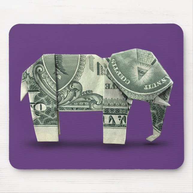 Mousepad Elefante de Origami de Dinheiro (Frente)
