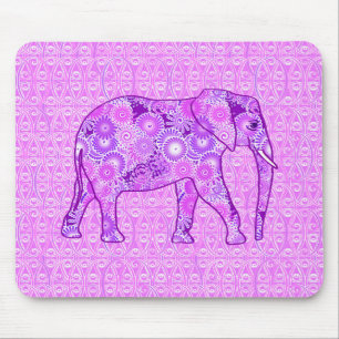 Mousepad Elefante do redemoinho do Fractal - roxo e