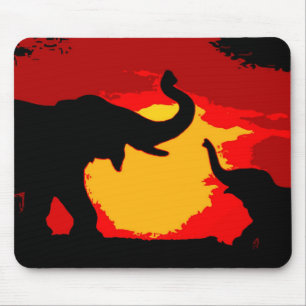 Mousepad Elefante, Elefante Bebê e Sunset