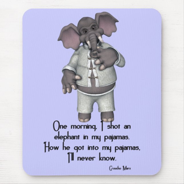 Mousepad Elefante engraçado do KRW em citações de Groucho (Frente)