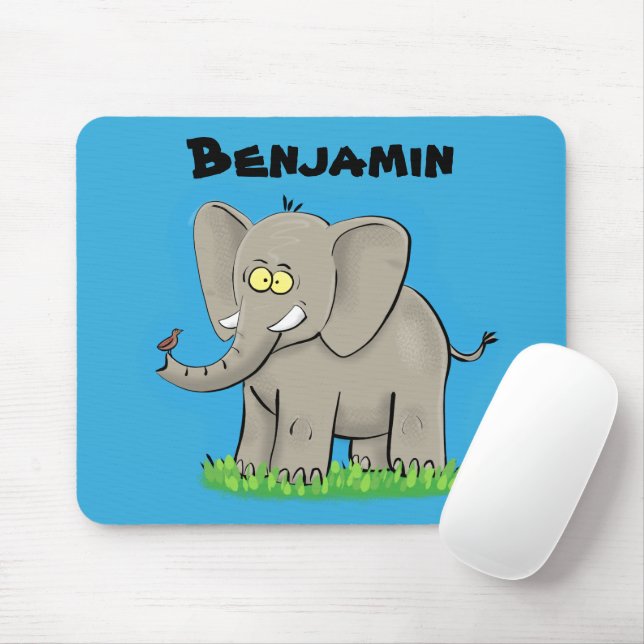 Mousepad Elefante engraçado e bonito com desenho animado de (Com mouse)