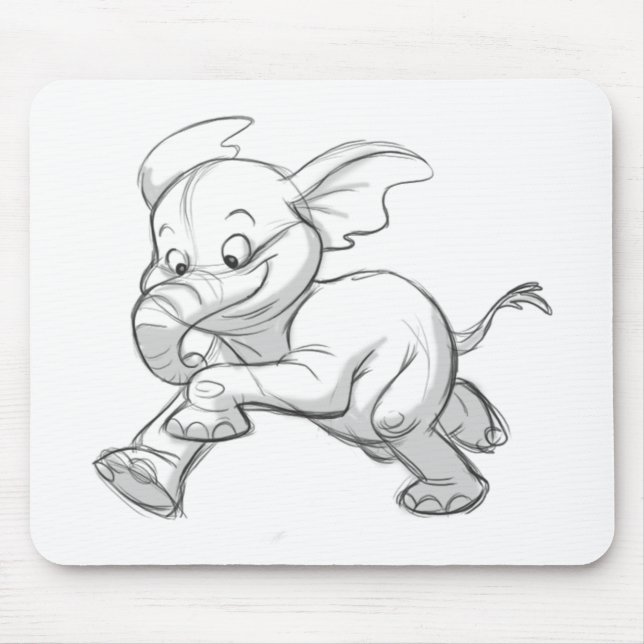 Mousepad Elefante esboçado do bebê (Frente)