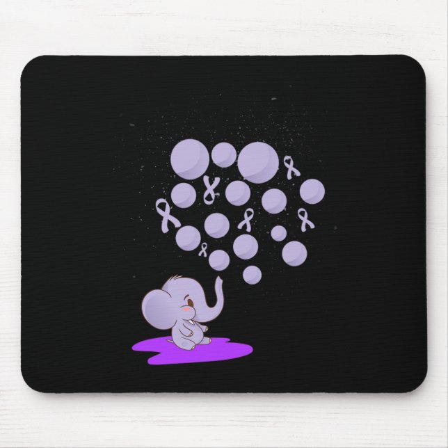 Mousepad Elefante Explodindo Lloons Roxos Conscientização s (Frente)