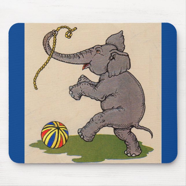 Mousepad elefante feliz brincando com corda e bola (Frente)
