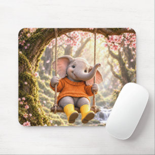 Mousepad Elefante Feliz no Balanço da Cerejeira