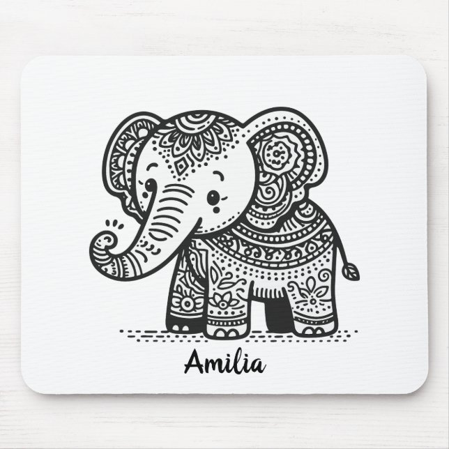 Mousepad Elefante Floral Personalizado (Frente)
