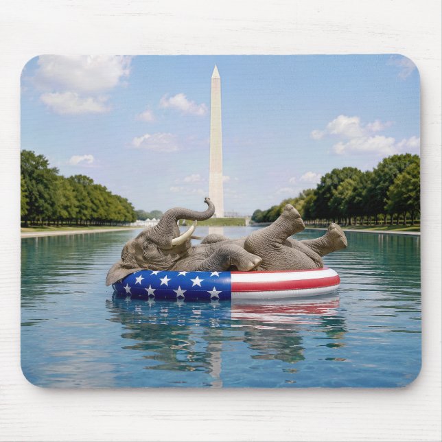 Mousepad Elefante Flutuando na Piscina do National Mall (Frente)