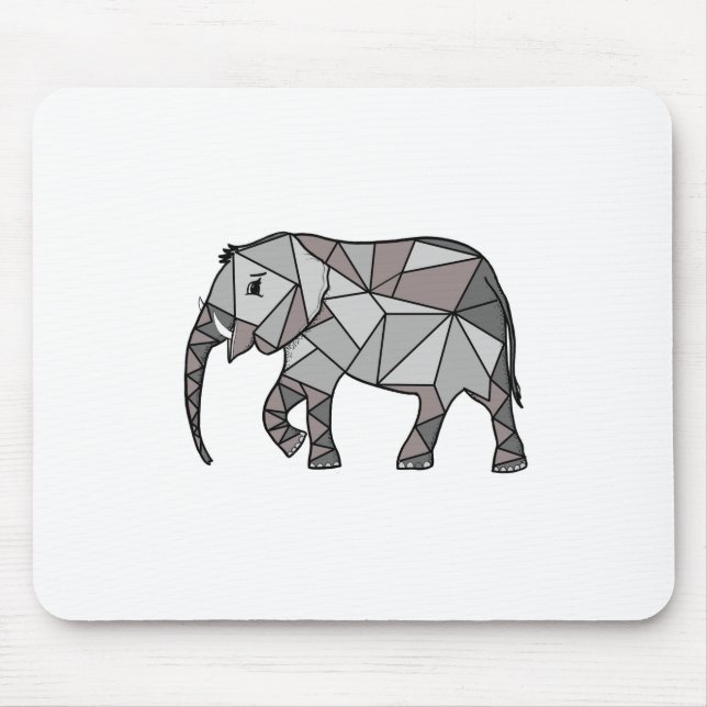 Mousepad elefante geométrico, cinza de bispo (Frente)