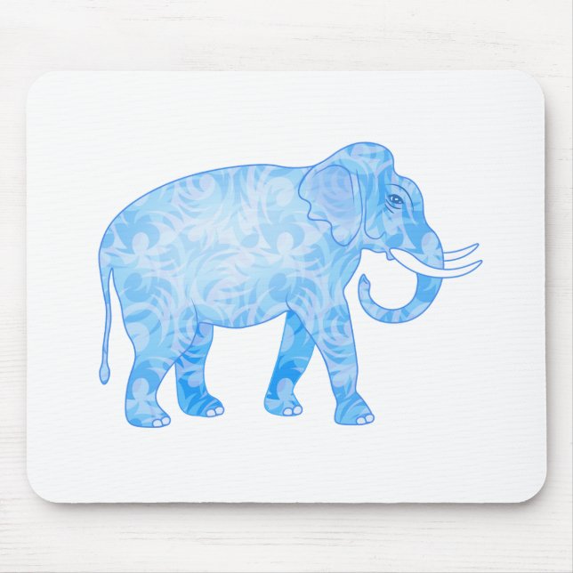 Mousepad Elefante indiano azul com teste padrão (Frente)