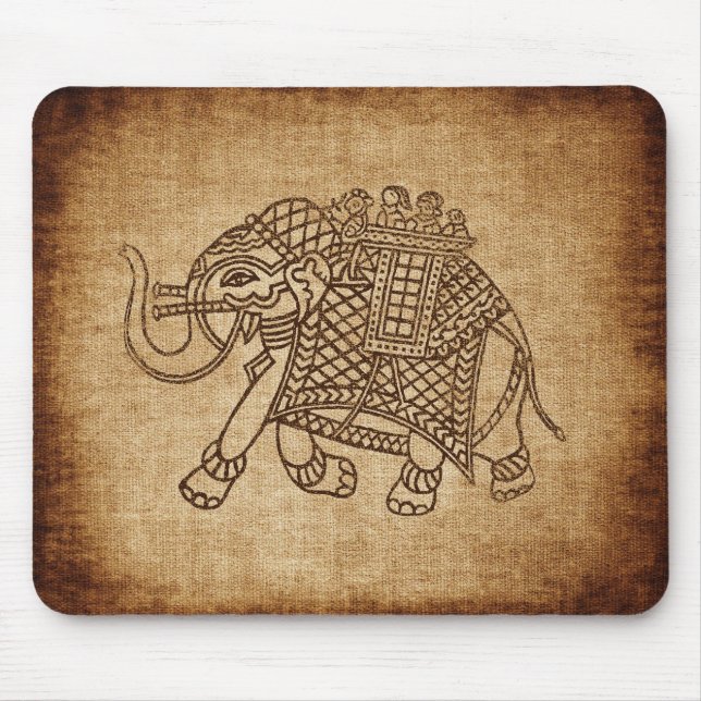 Mousepad Elefante Indiano em Burlap (Frente)
