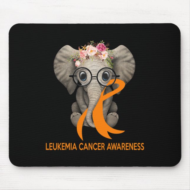 Mousepad Elefante Laranja Fita Leucemia Cancer Sensibilizaç (Frente)