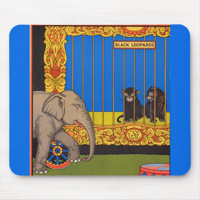 Mousepad elefante passando pela gaiola dos leopardos pretos (Frente)