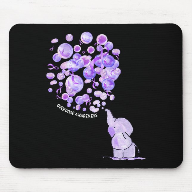 Mousepad Elefante soprando balões roxos overdose com conhec (Frente)