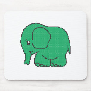 Mousepad Elefante verde-ponto-cruzado engraçado