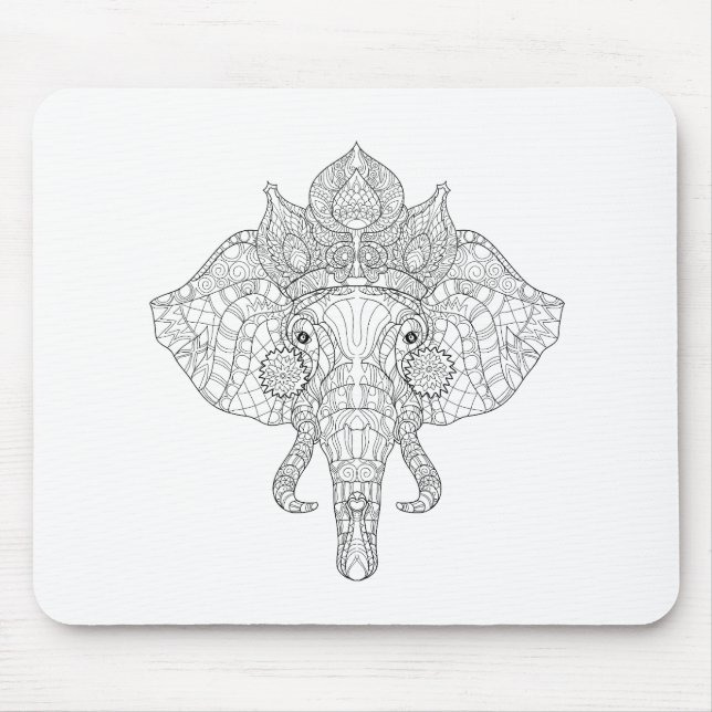 Mousepad Elefante Zendoodle principal (Frente)