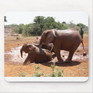 MOUSEPAD ELEFANTES DO BEBÊ QUE LAVAM EM KENYA