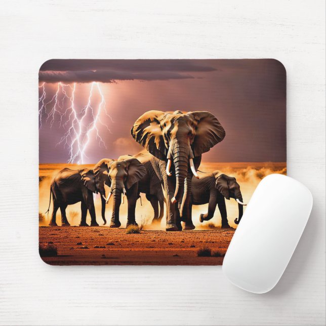 Mousepad Elefantes Em Tempestade (Com mouse)