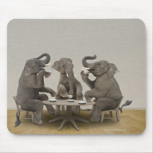 Mousepad Elefantes que têm o tea party