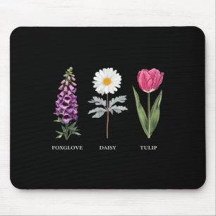 Mousepad Elegância Floral Foxglove Daisy Tulip Design