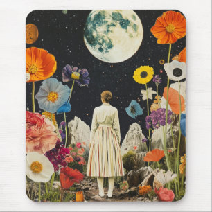 Mousepad Elegância Lua - Visão Traseira da Mulher com Lua 3
