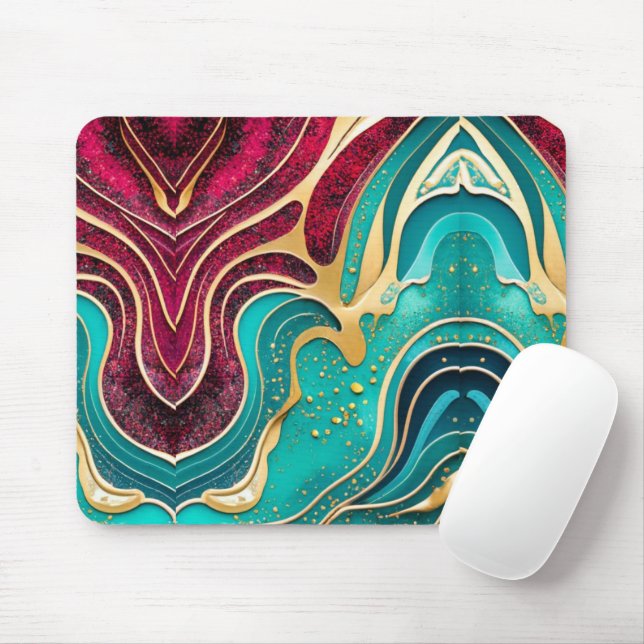 Mousepad Elegância Luxuosa Arte Fluida Marmoreada (Com mouse)