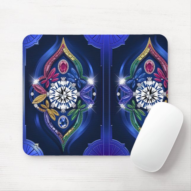 Mousepad Elegância Opulente: Diamante e Gemstone gravados (Com mouse)