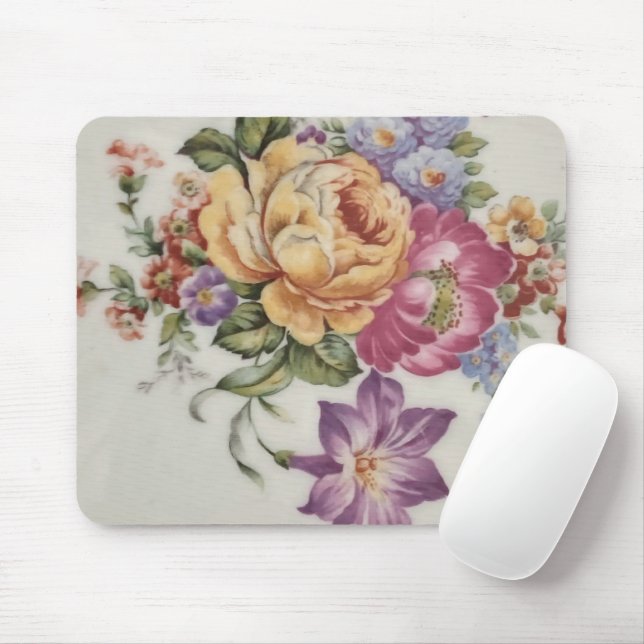 Mousepad Elegância: Placa de Mouse Floral Inspirada em Porc (Com mouse)