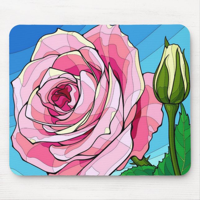 Mousepad Elegância Rosa estilizada (Frente)