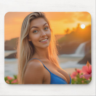 Mousepad Elegância Tropical: Fotografia de Helena Bikini