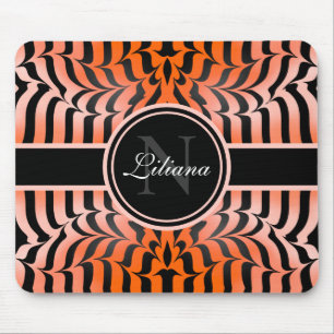 Mousepad Elegant Aesthetic Orange & Black Tiger Skin Print