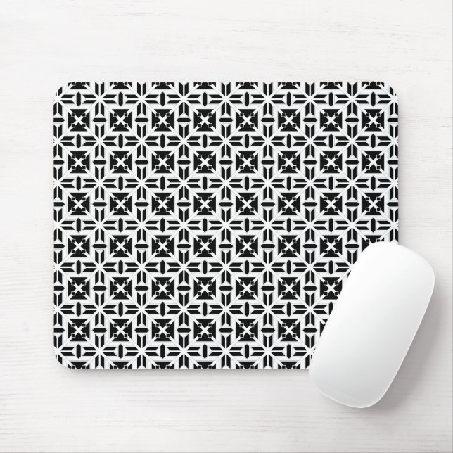 Mousepad Elegant Black and White Geometric Pattern (Com mouse)