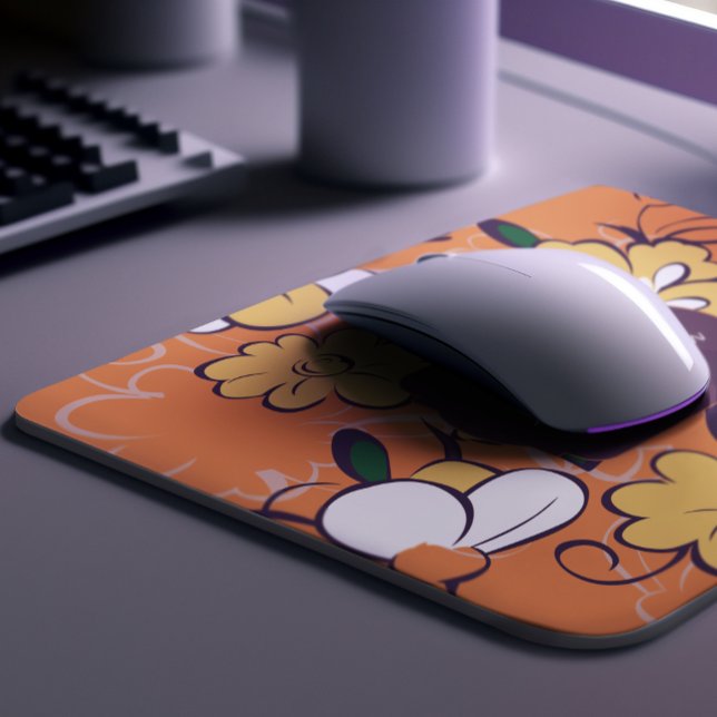 Mousepad Elegant Botanical Custom Name Orange White Floral (Elegant Botanical Custom Name Orange White Floral Mouse Pad)