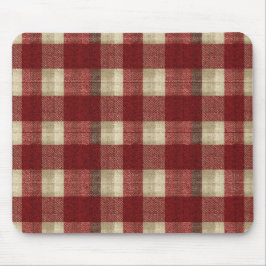 Mousepad Elegant Burgundy Ivory Rust Red Plaid Pattern