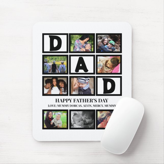 Mousepad Elegant Custom  Happy Fathers Day 9 Photo Collage  (Com mouse)