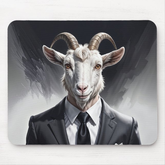 Mousepad Elegant goat gentleman in formal portrait scene (Frente)
