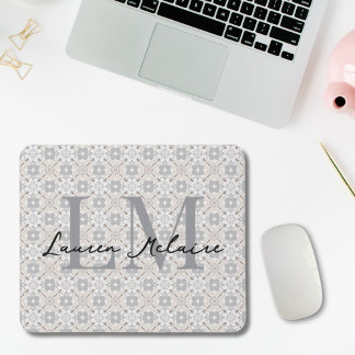 Mousepad Elegant Monogram Script Name Spanish Tile