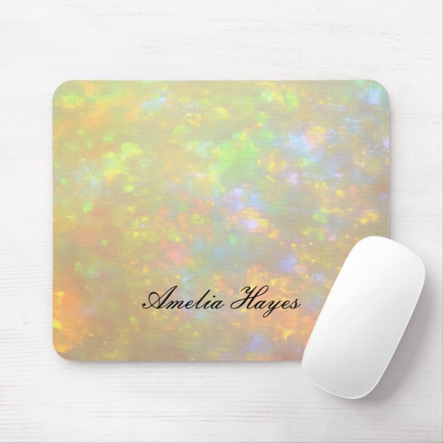 Mousepad Elegant Opal Stone Texture Modern Script Custom (Com mouse)
