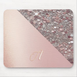 Mousepad Elegant Rose Gold Monogram