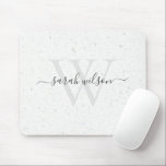 Mousepad Elegant Script Terrazzo Stone Ivory Grey Monogram<br><div class="desc">If you need any further customisation please feel free to message me on yellowfebstudio@gmail.com.</div>