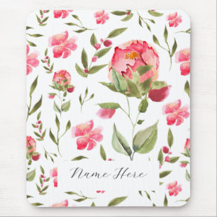 Mousepad Elegante Aquarela Peony Botânica Floral