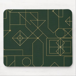 Mousepad Elegante Arte Deco Geométrica Verde Esmeralda e Do
