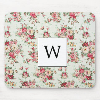 Mousepad Elegante bebedouro Flores Monogramadas