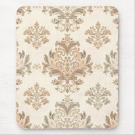 Mousepad Elegante Bege Damask Vintage Casa de Campo Frances