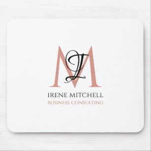 Mousepad Elegante Black White Rosa Dourado Modern Monograph