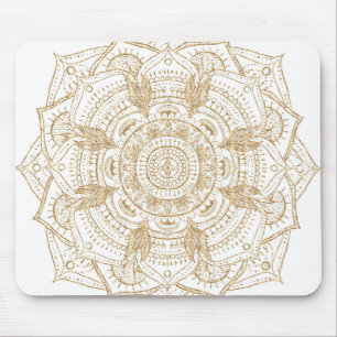 Mousepad Elegante, branco e Dourado, Design de desenho da m