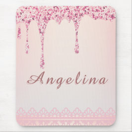 Mousepad Elegante Brilho Cor-de-Rosa Glamour Gotejante