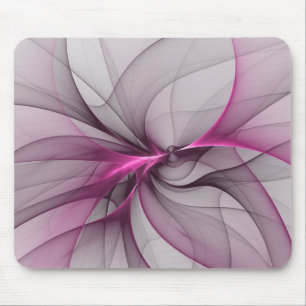 Mousepad Elegante Caos Moderno, Abstrato, Arte Fractal Rosa