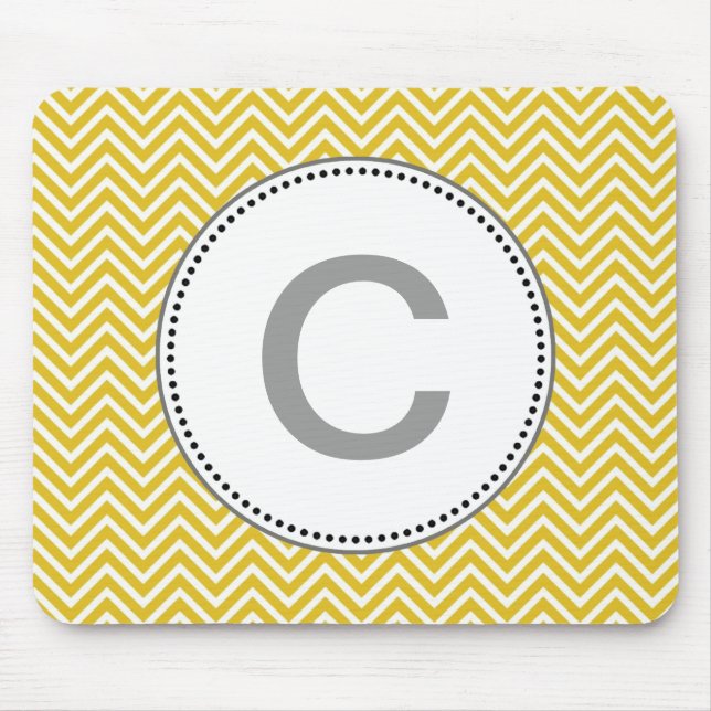Mousepad Elegante, clássico chevron amarelo ensolarado zigz (Frente)