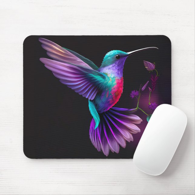 Mousepad Elegante Colorida Roxo Roxo-Hummingbird Trabalho d (Com mouse)