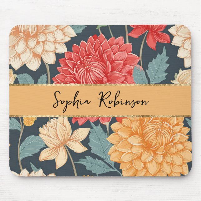 Mousepad Elegante Dahlia Flowers (Frente)